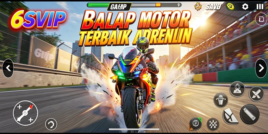 Gameplay mendebarkan dalam balapan motor di 6SVIP.