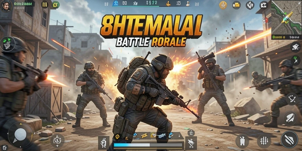 Tampilan gameplay seru dari 8HHH dalam pertempuran Battle Royale.
