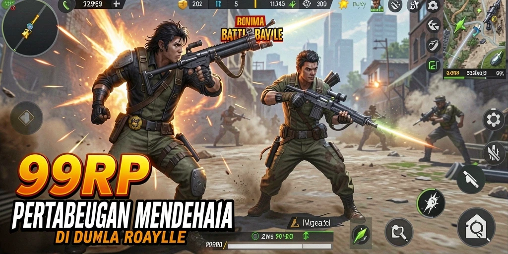 Gameplay 99RP yang intens dan mendebarkan dalam pertempuran Battle Royale.