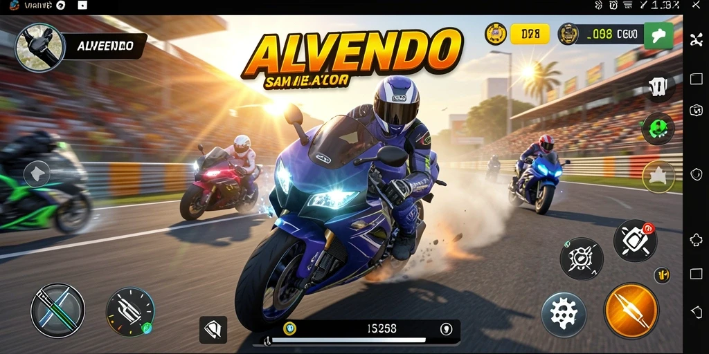 Gameplay ALVENDO dengan aksi balap motor yang mendebarkan.