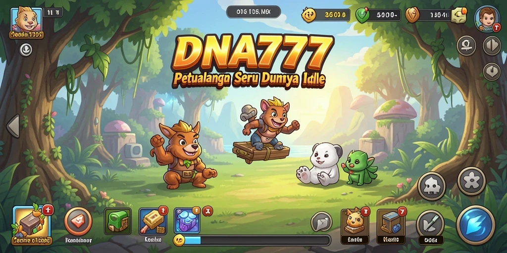 Tangkapan layar utama DNA777 menampilkan karakter dalam aksi Idle.