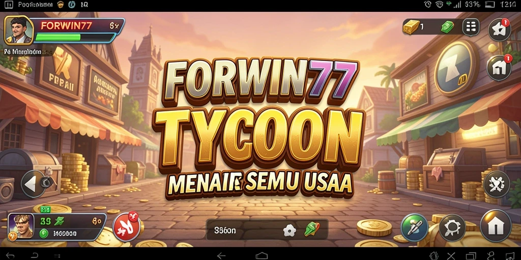 Screenshot gameplay FORWIN77 yang menunjukkan pengelolaan bisnis yang seru.