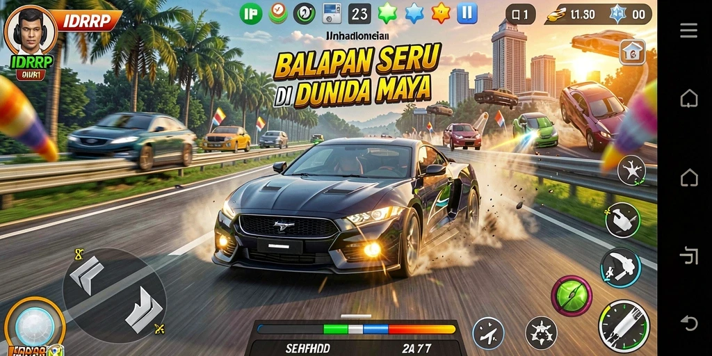 Gameplay seru dalam balapan mobil yang mendebarkan.