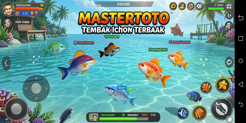 Screenshot gameplay MASTERTOTO menampilkan aksi menangkap ikan yang seru.