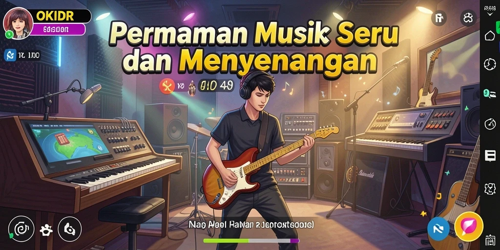 Tangkapan layar OKIDR menampilkan gameplay seru permainan musik.