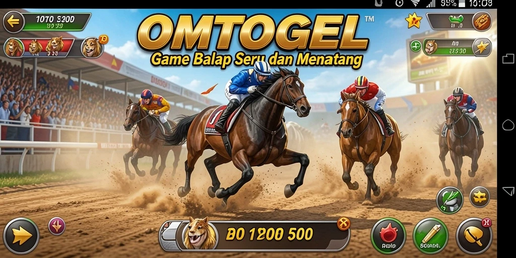 Tampilan gameplay seru dalam OMTOGEL saat balapan.
