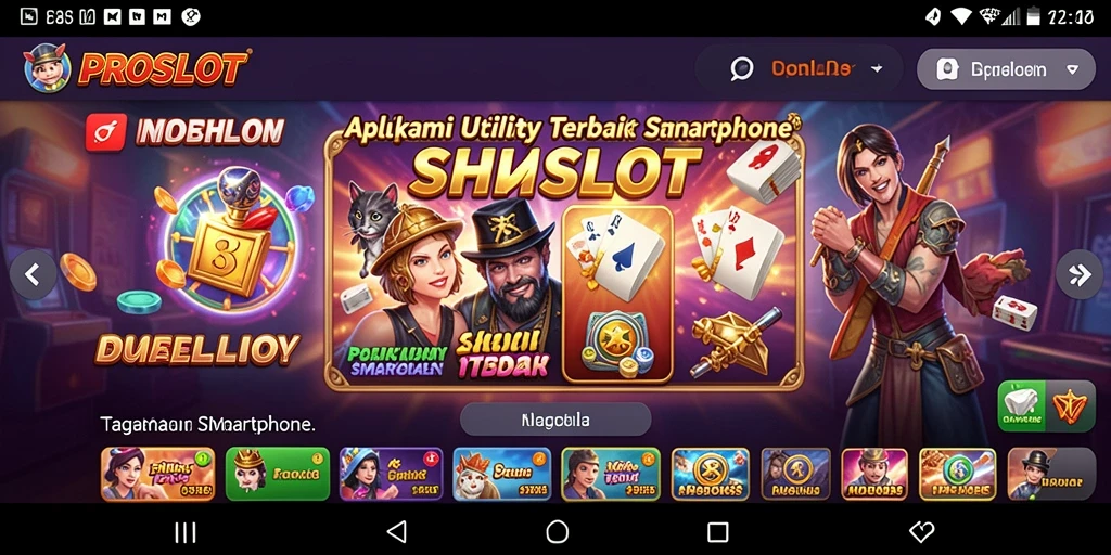 Tampilan antarmuka aplikasi PROSLOT dengan fitur utility yang lengkap.