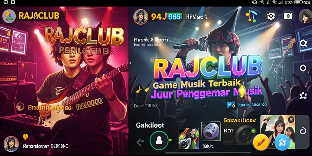 Tampilan utama <strong>RAJACLUB</strong> menampilkan pemain bernyanyi dalam berbagai genre musik.