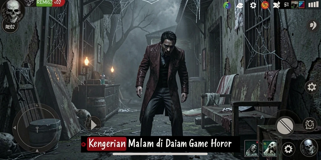 Screenshot gameplay <strong>REMI62</strong> menampilkan suasana horor yang mendebarkan.