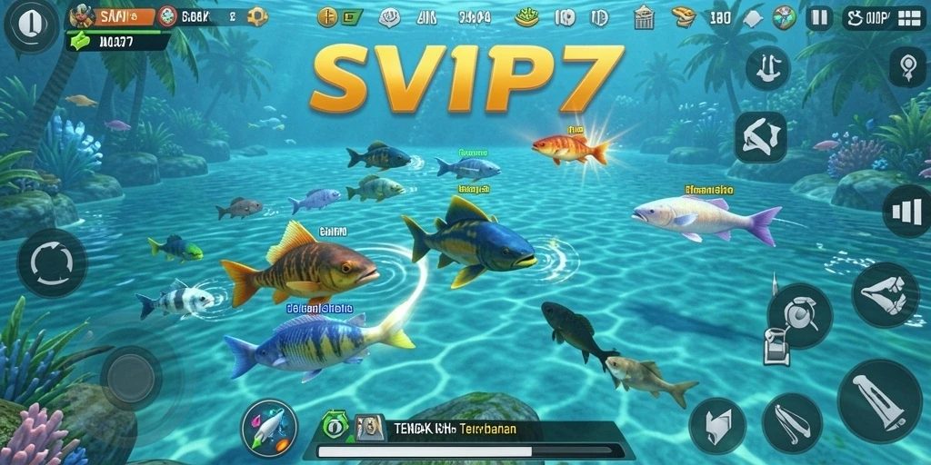 Tampilan gameplay seru dalam SVIP7 saat menembak ikan.