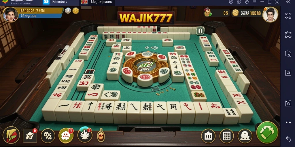Tampilan gameplay <strong>WAJIK777</strong> dengan ubin Mahjong yang berwarna-warni.