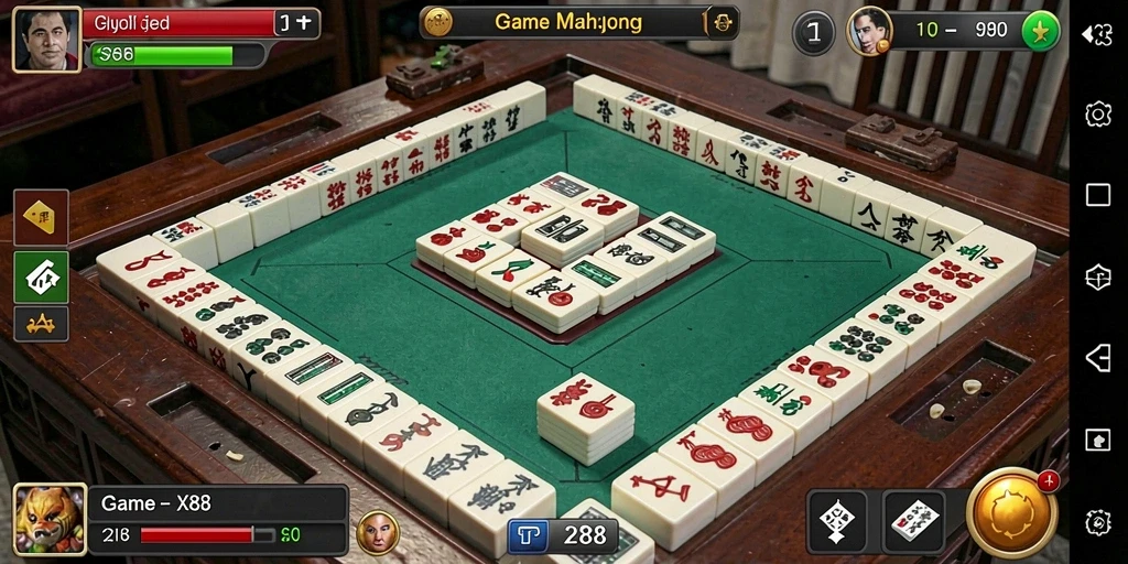 Tampilan gameplay X88 yang menawan dan interaktif dalam permainan Mahjong.